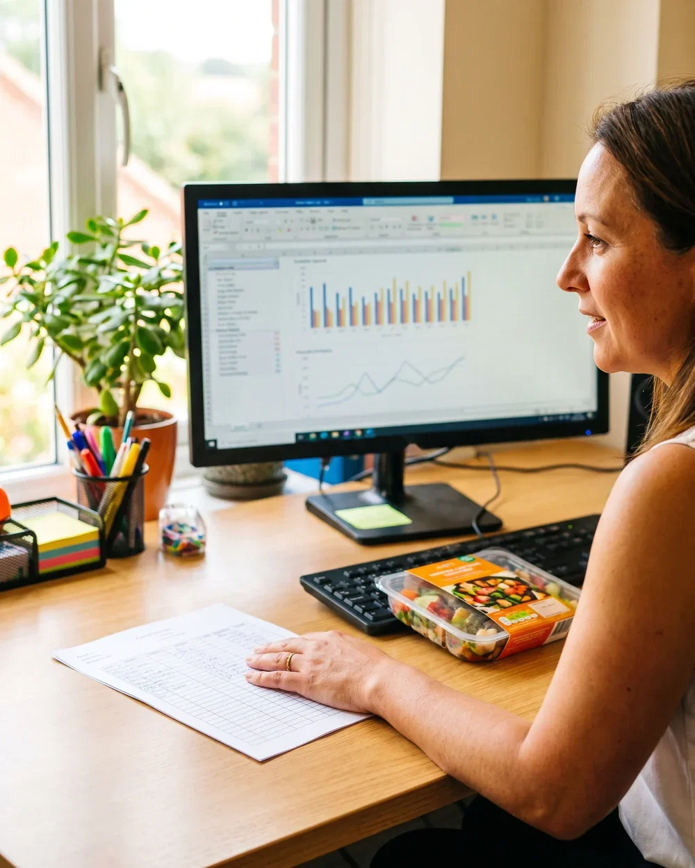 Accountant reconciling food inventory and costing data during a move off QuickBooks