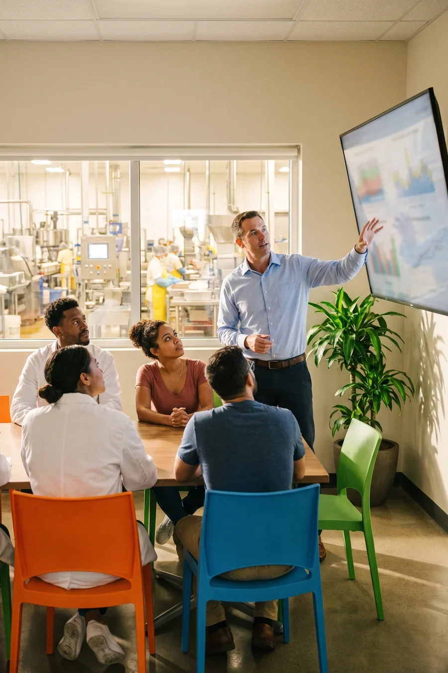Index World consultant training a food team on their new system before go-live